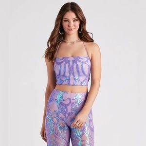 Windsor Glitzy Night Out Sequin Crop Top